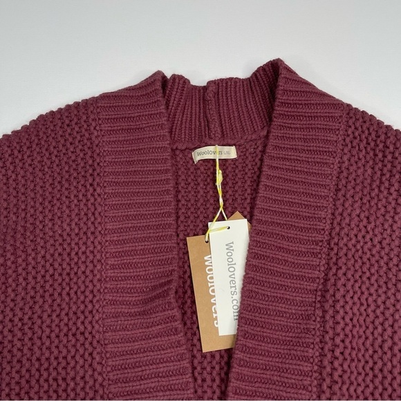 Woolovers Cardigan Sweater Chunky Edge to Edge Henna Mauve Fisherman Boho  New - Picture 5 of 13